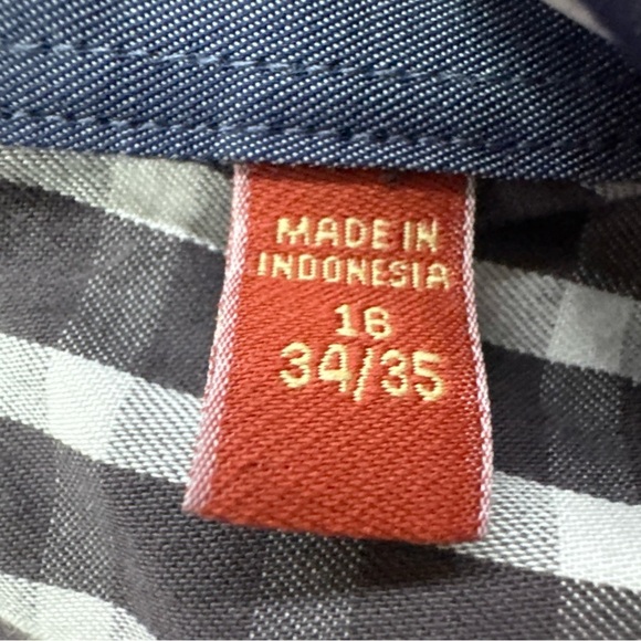 Original Penguin Mens 16 34/35 Gray White Check Plaid Slim Fit Dress Shirt - Picture 4 of 7